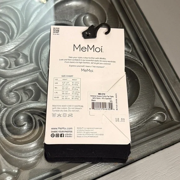 MeMoi M/L Perfectly Opaque Control Top Black Opaque 40 Denier Tights - Picture 6 of 8